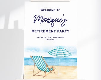 Printed + Shipped, Beach Retirement Party Welcome Sign, Retirement Party Decor, Beach Theme, Retirement Party Foam Board Poster