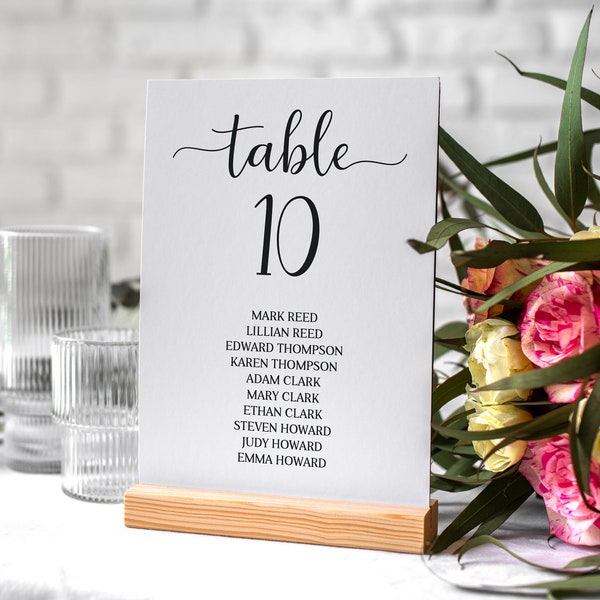 Elegant Wedding Table Numbers Printable Template, Table Numbers with Names, Editable Table Sign, Instant Download, DIY Table Signs