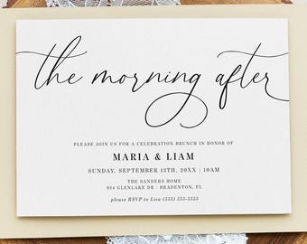 Convite para brunch pós-casamento da manhã seguinte, convite para brunch de fim de semana de casamento, modelo editável, download de modelo, elegante, AD70
