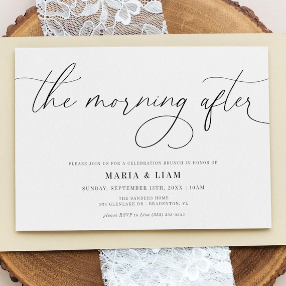 The Morning After Post Wedding Brunch Invitation, Wedding Weekend Brunch Invitation, Editable Template, Template Download, Elegant, AD70
