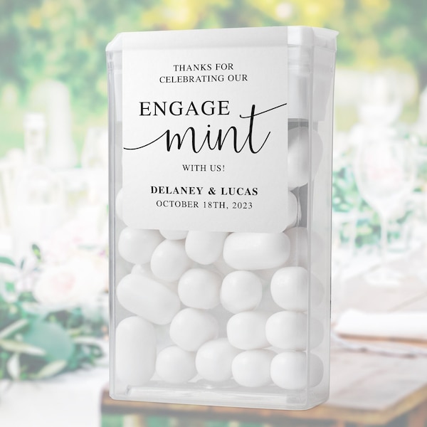 Engage Mint Tic Tac Labels Template, Engagement Party Printable Thank You Labels, Favor Stickers, Instant Download, Wedding DIY, AD02