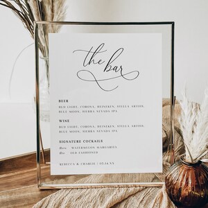 Wedding Bar Sign Template, Bar Menu Sign, Printable Bar Sign, Wedding Drink Menu, Drink Sign, Editable Template, Instant Download, DIY, AD70