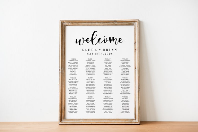 Printable Wedding Seating Chart, Editable Seating Chart Template, Wedding Seating Plan Sign, Wedding Table Numbers, Instant Download image 4