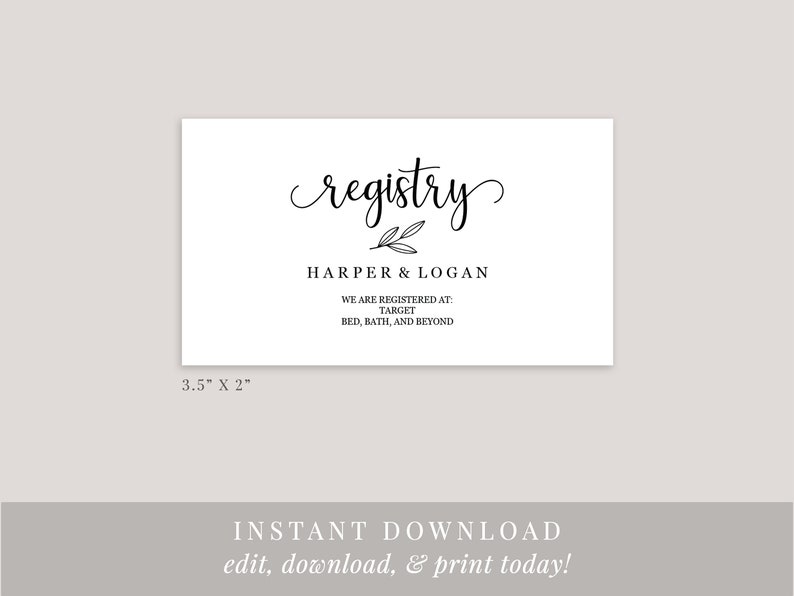 Registry Wedding Invitation Insert Printable Invitation Etsy