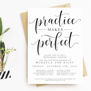 Printable Rehearsal Dinner Invitation, Practice Makes Perfect Rehearsal Invitation Editable Template, Instant Download, Wedding DIY, AD04