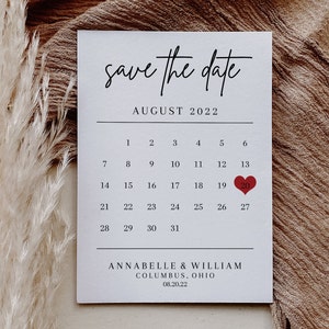 Calendar Save the Date Printable, Wedding Save the Date Template, Rustic Wedding DIY, Instant Download, Editable Template, Minimalist, AD01