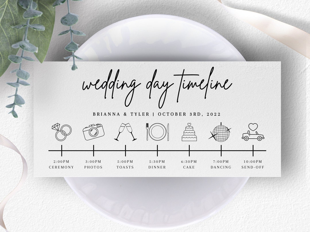 Printable Wedding Icons Ceremony Timeline Program, Editable Order of ...