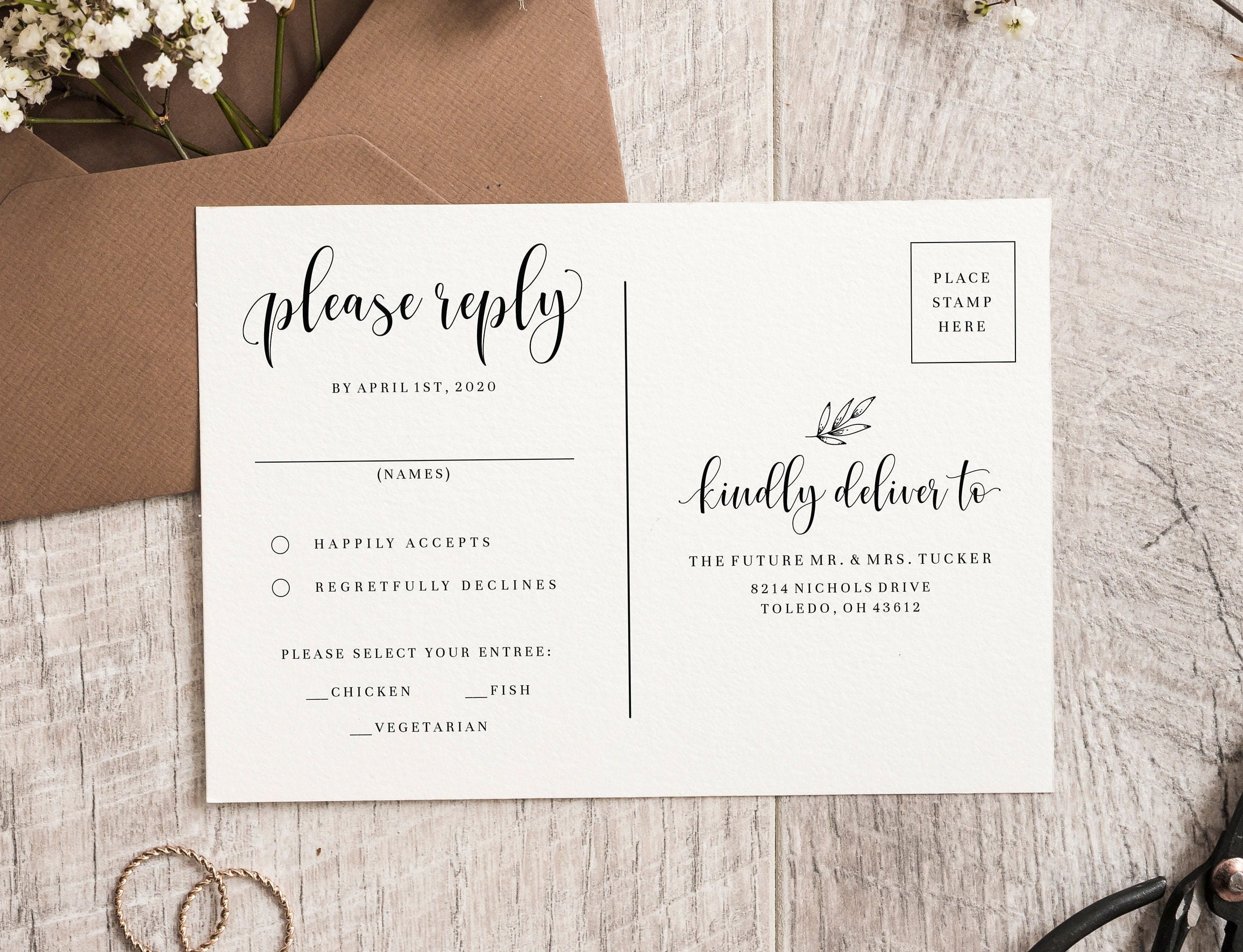 Printable Wedding RSVP Card Template RSVP Invitation Insert - Etsy