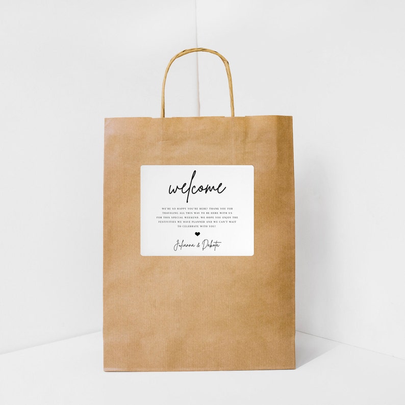 Wedding Welcome Bag Printable Sticker Templates // Wedding | Etsy