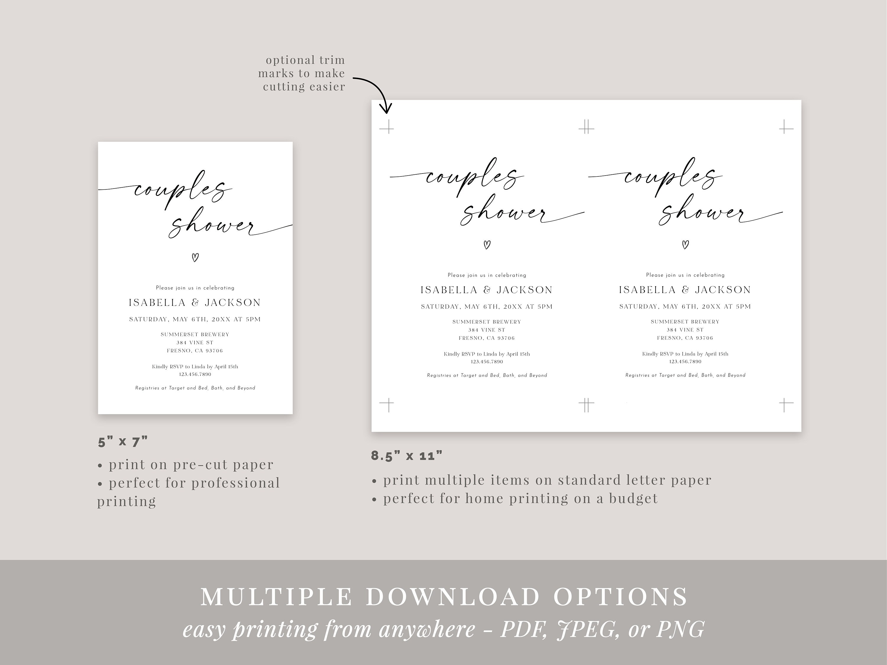 Minimalist Couples Shower Invitation, Minimalist Wedding Invitation ...