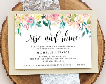 Printable Post-Wedding Brunch Invitation, Editable Wedding Brunch Invitation Template, Rustic Wedding DIY, Instant Download, Watercolor