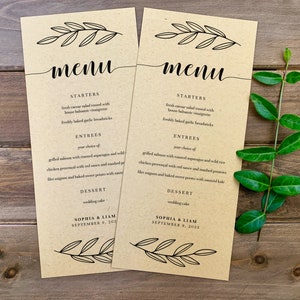 Rustic Branch Printable Wedding Menu, Editable Wedding Menu Template, Instant Download, Rustic Wedding DIY, Reception Menu Card, AD29 image 6