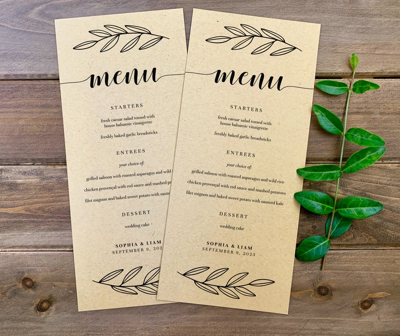 Rustic Branch Printable Wedding Menu, Editable Wedding Menu Template, Instant Download, Rustic Wedding DIY, Reception Menu Card, AD29 image 6