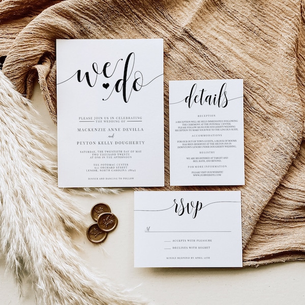 Plantilla de invitación de boda rústica imprimible, Hacemos conjunto de invitación de boda, Plantilla editable, Descarga instantánea, DIY de boda rústica, AD11