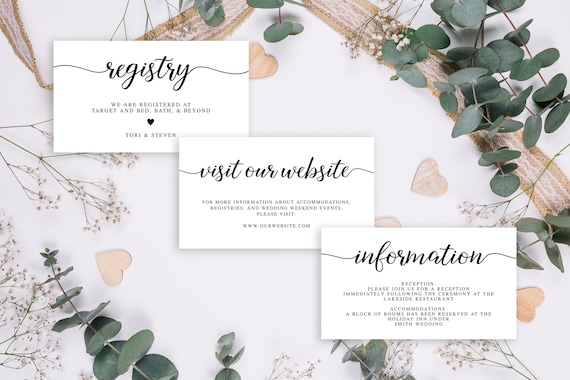 Printable Invitation Insert Card Templates Editable Visit Our | Etsy