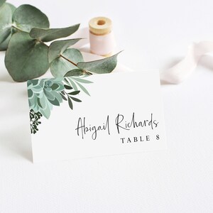Printable Succulent Wedding Place Card Template, Editable Name Cards ...
