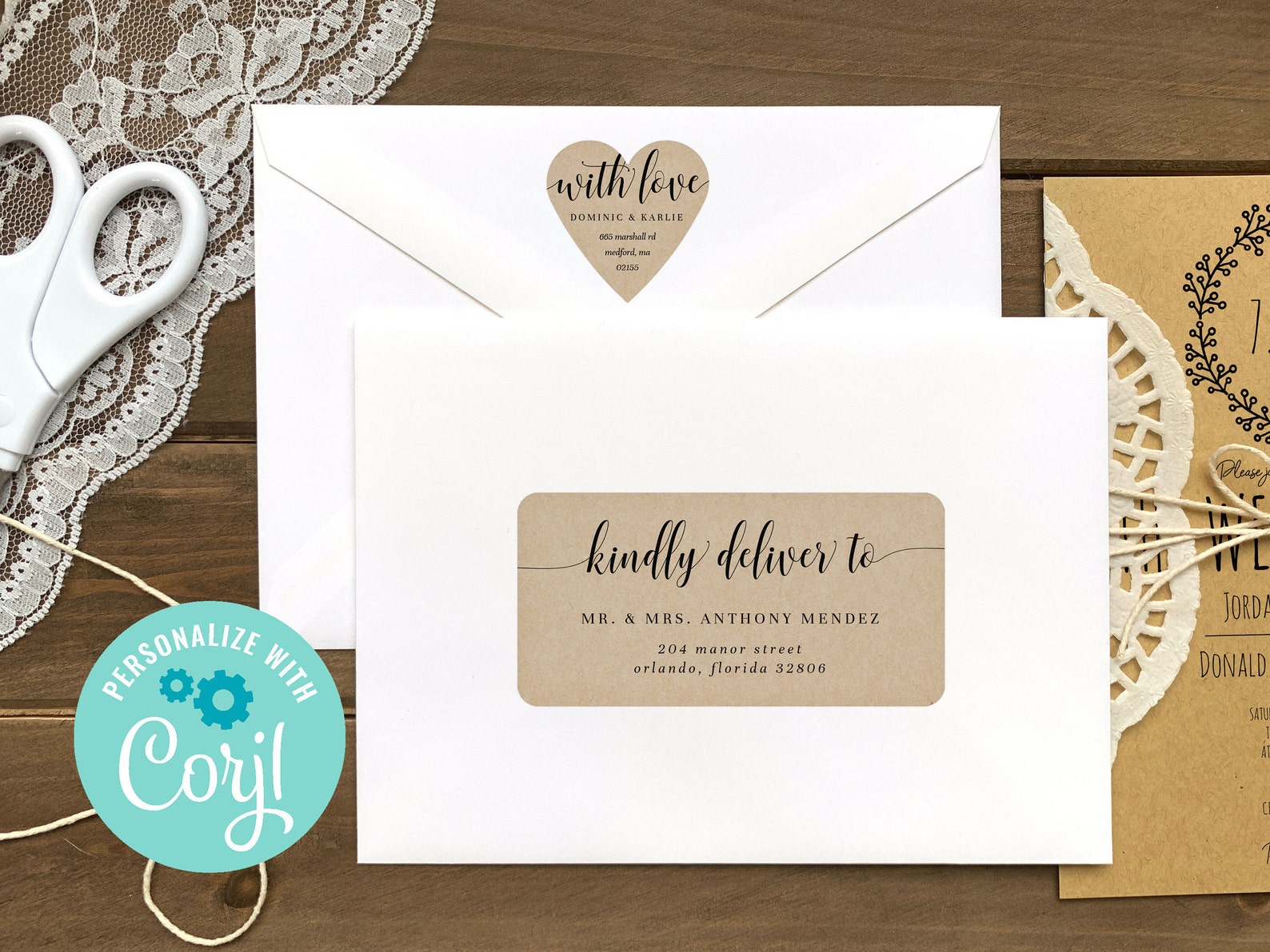 Printable Wedding Envelope Address Labels And Heart Return Etsy