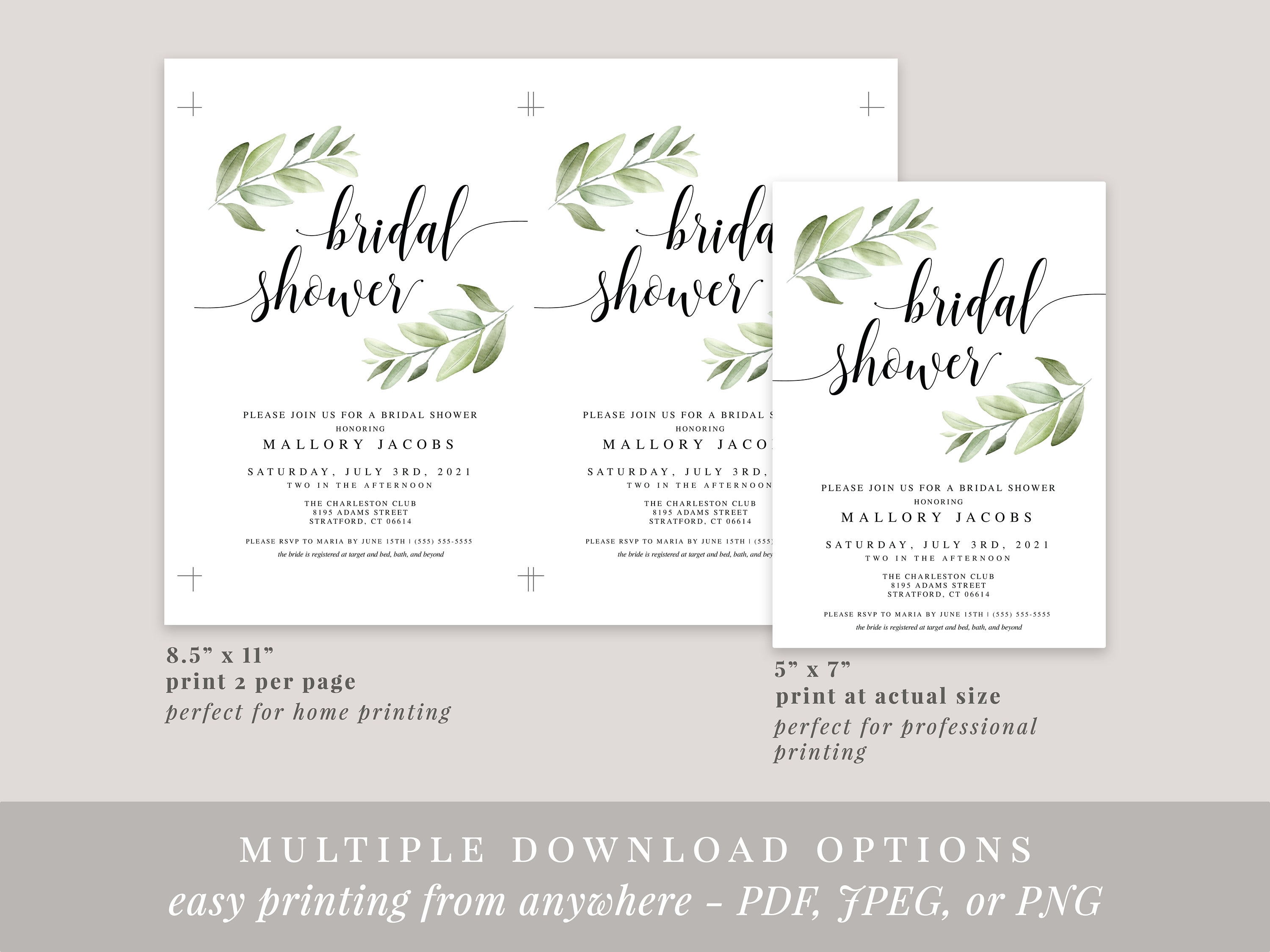 Printable Bridal Shower Invitation Template Watercolor Bridal | Etsy