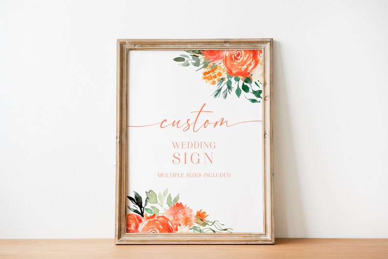 Pink Watercolor Floral Custom Wedding Sign Template, Printable Wedding ...