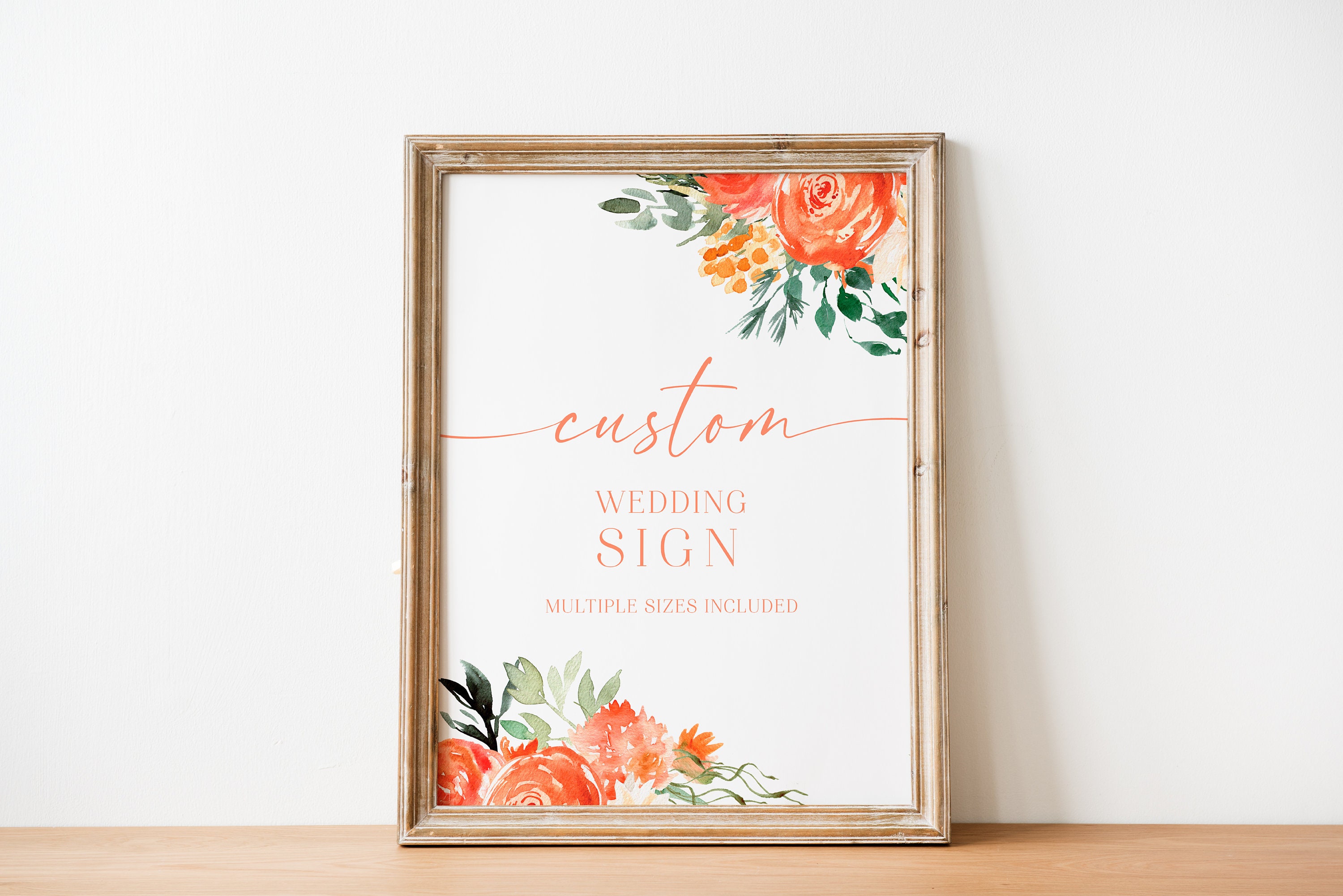 Pink Watercolor Floral Custom Wedding Sign Template, Printable Wedding ...