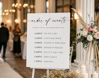 Printed + Shipped Order Of Ceremony Sign With Photo, Wedding Sign With Details, Wedding Decor, Wedding Easel Sign, Personalized, AD18