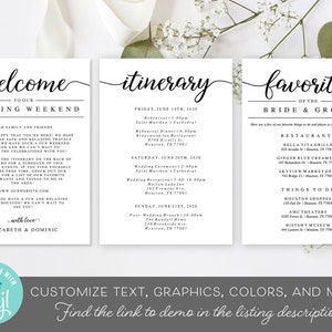 Printable Wedding Welcome Card // Welcome Bag Insert // | Etsy