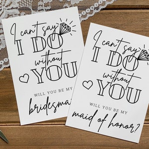 Cartão de proposta de dama de honra para impressão, proposta de dama de honra, modelo não posso dizer que faço sem você, casamento rústico DIY, download, script