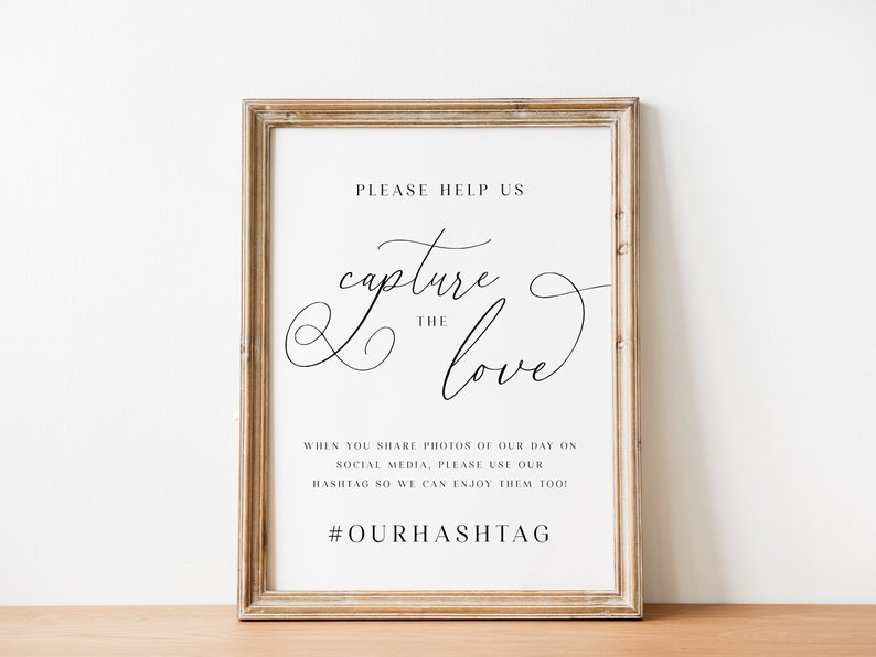 Capture the Love Sign, Wedding Hashtag Sign, Social Media Sign, Share ...