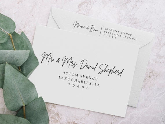 Printable Envelope Address Wrap Labels, Editable Wedding Envelope Address  Label Template, Script Font, Wedding DIY, Instant Download, AD01 
