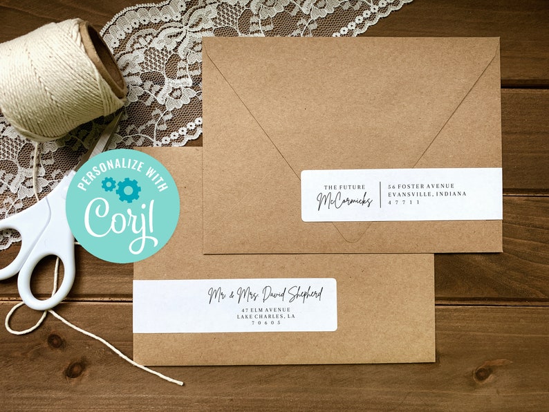 printable envelope address wrap labels editable wedding etsy