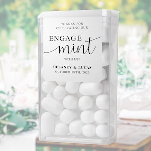 Engage Mint Tic Tac Labels Template, Engagement Party Printable Thank You Labels, Favor Stickers, Instant Download, Wedding DIY, AD02