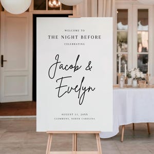 Rehearsal Dinner Script Names Welcome Sign Template, Printable Rehearsal Welcome Sign, The Night Before, Instant Download, Digital, AD01