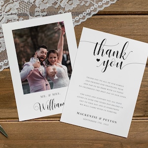 Elegante Foto-Dankeschön-Kartenvorlage, druckbare Hochzeit Dankeschön, bearbeitbar, Sofort-Download, minimalistische Hochzeit, Hochzeit DIY, AD11