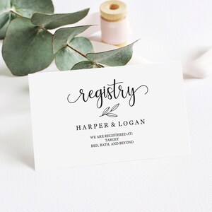 Registry Wedding Invitation Insert, Printable Invitation Editable Template, Wedding Registry ...