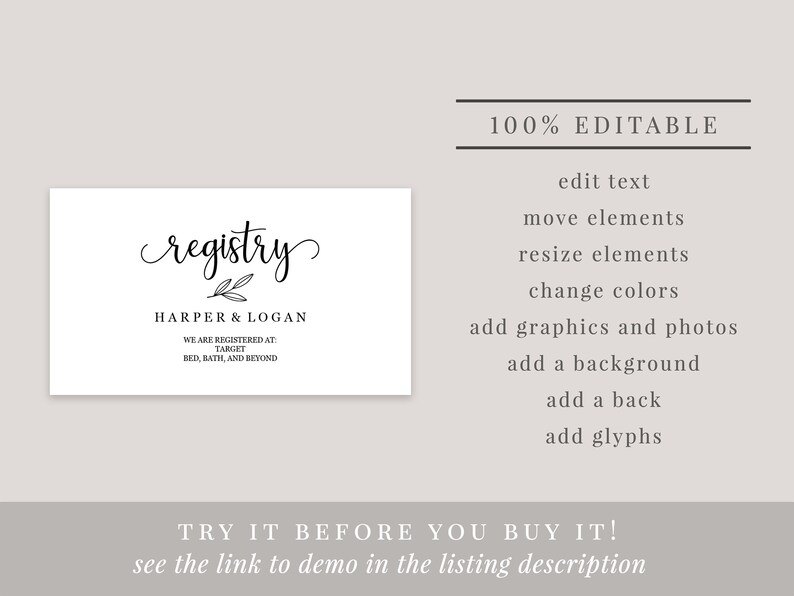 Registry Wedding Invitation Insert Printable Invitation Etsy