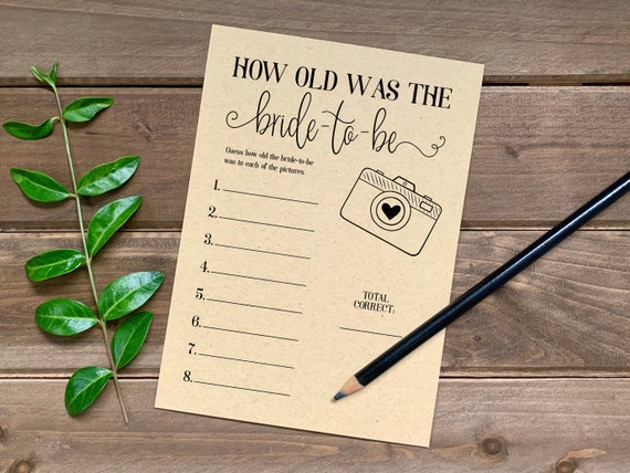 How Old Was the Bride-to-be Printable Bridal Shower Game - Etsy