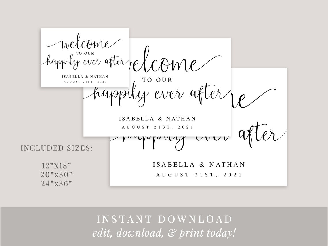 Wedding Welcome Sign Printable Wedding Welcome Sign Template - Etsy