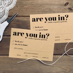 Funny Wedding RSVP Template, Printable RSVP Card For Wedding, Are You In, Digital, Instant Download, Editable, Wedding Invitation Insert image 2