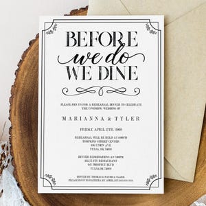 Printable Rehearsal Dinner Invitation Template, Editable Wedding Rehearsal Template, Instant Download, Rustic Wedding, Before We Do We Dine