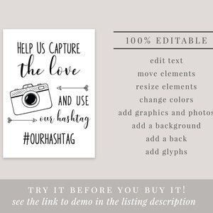 Help Us Capture the Love Printable Wedding Sign, Use Our Hashtag ...