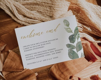 Watercolor Greenery Wedding Invitation Enclosure Card Template, Printable Wedding Invitation Insert Card, Editable Insert, Digital, AD51