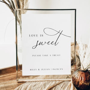 Love Is Sweet Please Take A Treat Wedding Dessert Sign Template, Printable Wedding Dessert Sign, Editable Template, Instant Download, AD70