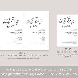 Best Day Ever Wedding Program Template, Editable Order of Ceremony Program, Printable Program, Instant Download, DIY, Minimalist, AD48 image 5