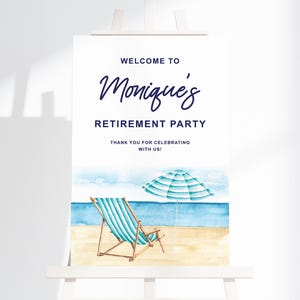 Beach Retirement Party Welcome Sign Template, Retirement Party Decor, Beach Theme, Editable, Printable, Download, Retirement Party Poster