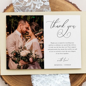 Minimalist Script Wedding Thank You Card Template, Printable Wedding Thank You Card, Editable, Instant Download, Photo Thank You, AD70