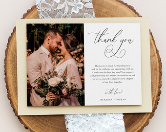 Minimalist Script Wedding Thank You Card Template, Printable Wedding Thank You Card, Editable, Instant Download, Photo Thank You, AD70