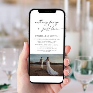 Minimalist Marriage Announcement For Mobile, Digital Reception Invitation Template, Nothing Fancy Just Love, Elopement, Editable, AD18
