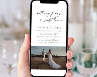 Minimalist Marriage Announcement For Mobile, Digital Reception Invitation Template, Nothing Fancy Just Love, Elopement, Editable, AD18