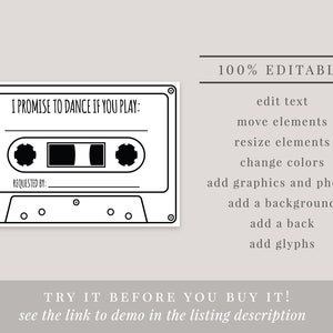 Song Request Invitation Insert Card, Printable Cassette Tape Song Request Card, Wedding Invitation Insert Template, Download, Rustic, AD21 image 3