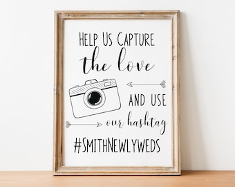 Help Us Capture the Love Printable Wedding Sign, Use Our Hashtag Wedding Sign, Wedding Poster, Rustic DIY Wedding, Instant Download